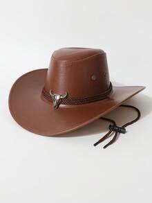 1 件西部牛仔、绅士、情侣复古 PU 皮帽，适合西部主题活动、复古派对、古装剧、舞台表演、日常穿着 - 禮帽 - 查看 8