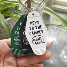 1个PVC材质的汽车旅馆主题汽车钥匙扣，时尚钥匙牌，趣味礼物，可爱礼品，汽车配件 - 多色2 - 查看 3