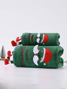 1 pezzo/2 pezzi Asciugamano da bagno in pile di corallo super morbido con disegni di pupazzo di neve, renna, Babbo Natale. Asciugatura rapida, non sfilacciante, adatto per sauna, ad alta assorbenza, leggero, asciugamano per ospiti, decorazione da bagno, regalo di Natale. Dimensioni asciugamano: 34*75cm, Dimensioni asciugamano da bagno: 70*140cm. Asciugamani da doccia per salone di bellezza, hotel, sport, essenziali per la casa, cura della pelle - Verde - Visualizzare 10