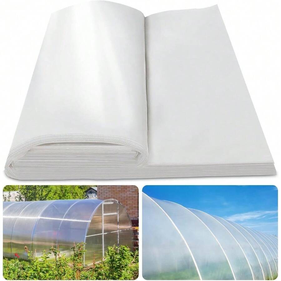 6 Mil 5 Year Clear Greenhouse Plastic Film Sheeting Cover UV Resistant Poly Tarp, For Gardening, Farming, Agriculture, Clear, Multple Size Are Available, Anti-Fogging, Heat Preservation, Anti-Static, Non-Sticky - trắng - Xem 1