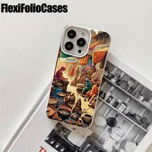 Funda protectora para phone con orificios grandes, diseño de imitación de pintura de discos de colores, compatible con phone 16 Pro Max, 16, 15 Pro, 14, 14 Plus/14 Pro Max, 13, 13 Pro, 12 Pro y 11/11 Pro. Regalos para cumpleaños y festividades - Negro - Ver 3