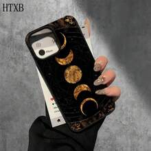 Funda protectora para phone con diseño de luna dorada (1 unidad), compatible con phone 16 Pro Max, 16, 15 Pro, 14, 14 Plus/14 Pro Max, 13, 13 Pro, 12 Pro, 11/11 Pro. Regalos para cumpleaños y festividades - Blanco - Ver 3