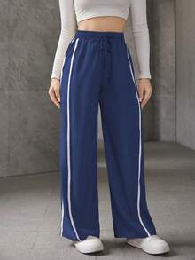 A&DD MODA, REF: ADD8823, Women's Elastic Pants, Casual, Wide, Breathable, Fine Silk, Icy, Light, Comfortable, Casual, Elegant, Modern, Stylish, Premium Quality, All Day Comfort, Perfect For Summer, Soft Touch, Freshness, Ideal For Heat. - 藏蓝色 - 查看 6