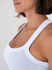 Kit Of 3 Women's Ribbed Cotton And Elastane Tank Tops - 棕色 - 綠色 - 白色 - 查看 4