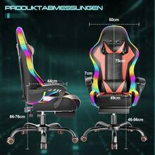 Devoko Gunji Massage Video Game Chair For Adults With Footrest, PU Leather Computer Desk Chair, Adjustable Backrest, High Back Support, Home Office Chair With Headrest And Lumbar Support - 紅色 - 查看 5