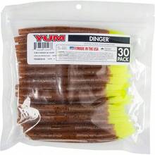 'YUM Baits Co. Dinger 5'' Paquete a Granel de 30' - verde amarillento (Carolina Pumpkin/Chartreuse) - Ver 6