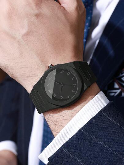 1pc Minimalist Arabic Numeral Dial Quartz Wrist Watch, Stylish Business view 3