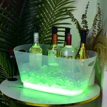16L LED Lighted Ice Bucket, PP Material, Translucent, Large Capacity Refrigeration Bucket, Can Refrigerate Wine And Beer, Suitable For Parties, Weddings, Bars, Clubs (Rechargeable) - Green - View 2