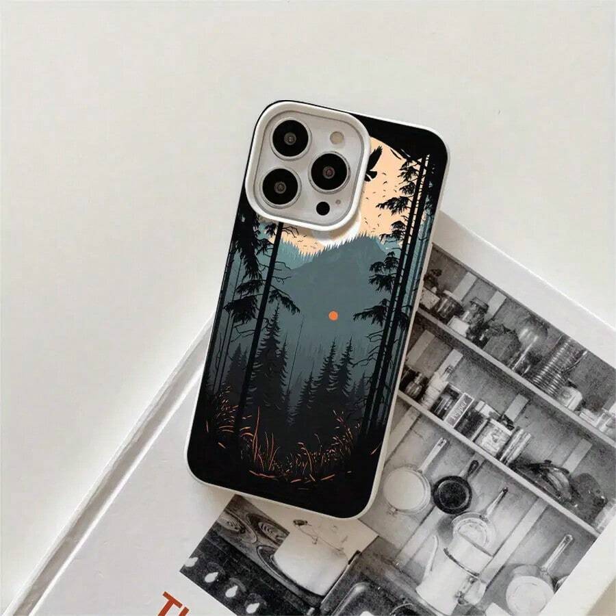 Funda protectora para phone con diseño de montañas de la Selva Negra (1 unidad), compatible con phone 16 Pro Max, 16, 15 Pro, 14, 14 Plus/14 Pro Max, 13, 13 Pro, 12 Pro, 11/11 Pro. Regalos para cumpleaños y fiestas - Blanco - Ver 1