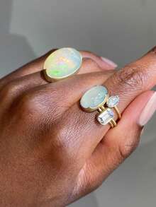 2 Pieces Bohemian Alloy Imitation Opal Multi-Color Female Rings Suitable For Daily Outdoor Travel Gifts - 彩色 - 查看 4