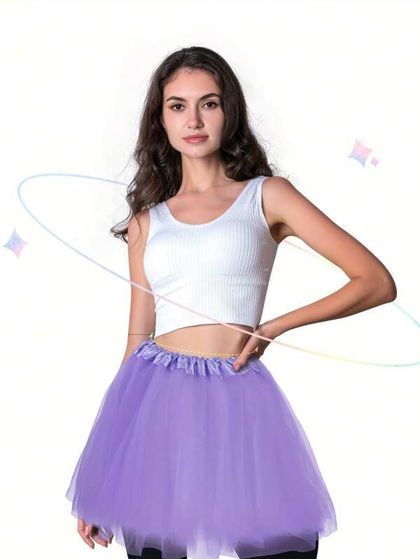 1pc Three-Tiered Princess Tutu Tutu Birthday Party Tutu Adult Tutu Dance Party Cosplay Dress Women Adult Fluffy 3-Layer Tulle Skirt With Lining, Retro 80s Christmas Run Party Ballet Costume, Girls Puffy Tutu Skirt For Spring Summer Autumn Winter