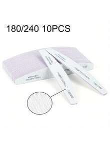 3/5/10/25件套月牙形指甲锉，80/100/180/240目专业砂纸，去茧器，抛光块，美甲配件工具