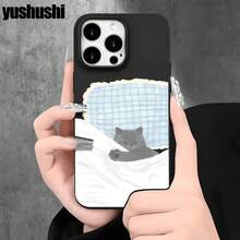Funda protectora para phone con diseño de gatito durmiendo, con orificios grandes. Compatible con phone 16 Pro Max, 16, 15 Pro, 14, 14 Plus/14 Pro Max, 13, 13 Pro, 12 Pro, 11/11 Pro. Regalos para cumpleaños y festividades - Blanco - Ver 4
