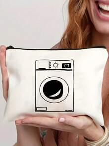 Large Capacity Drawstring Laundry Bag (Washing Machine Print) - Heavy Duty For Travel, Dorm, School & Home Organizer. Oversized Washing Machine Graphic Laundry Sack, Reinforced Tie-Closure Garment Pouch, Machine-Cleanable Travel Clothes Organizer Closet Organization And Storage Bedroom