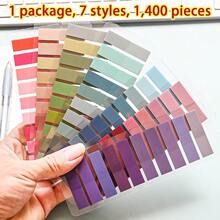 1400 قطعة/عبوة، 7 أنماط ملصقات لاصقة شفافة متدرجة الألوان من البولي إيثيلين التيرفثالات، لوازم مدرسية للطلاب، قرطاسية مقاومة للماء، ملصقات ورقية متدرجة الألوان، علامات فهرسة، ملاحظات بألوان خافتة، ملصقات مؤشر