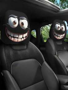 1/2pcs Set Of Funny Big Eye Cartoon Printed Car Headrest Covers, Suitable For Long Trips And Daily Commutes,Car Acessesories - Multicolor - View 13