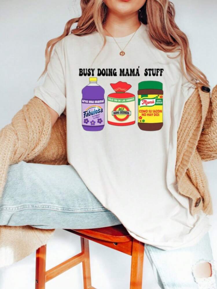 Summer Shirts Women Busy Doing Mom Stuff T-Shirt Mother's Day Gift Mama T-Shirts Mom Shirts Mama Birthday Gift Mom Birthday Busy Mom Shirt Oversized Mom T-Shirt Cute Summer Tops For Women,Casual Crew Neck, Short Sleeve Top For Spring/Summer - trắng002 - Xem 1