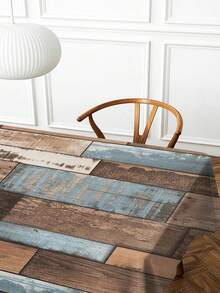 1pc Woodgrain Printed Tablecloth, Modern Polyester Rectangular/Round Waterproof Tablecloth, Digital Printing Suitable For Living Room, Outdoor Dining Table, Small Round Table - Black and White - View 9