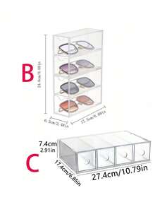 1PC Multifunctional Glasses Storage Box, High-Quality Plastic Glasses Organizer, Glasses Organizer, Sunglasses Display Glasses Frame Display Rack, Myopia Glasses Sunglasses Display Storage Box, Desktop Organizer, Home Decoration, Stationery Storage, Back-To-School Supplies, Holiday Gifts. - Transparent - View 6