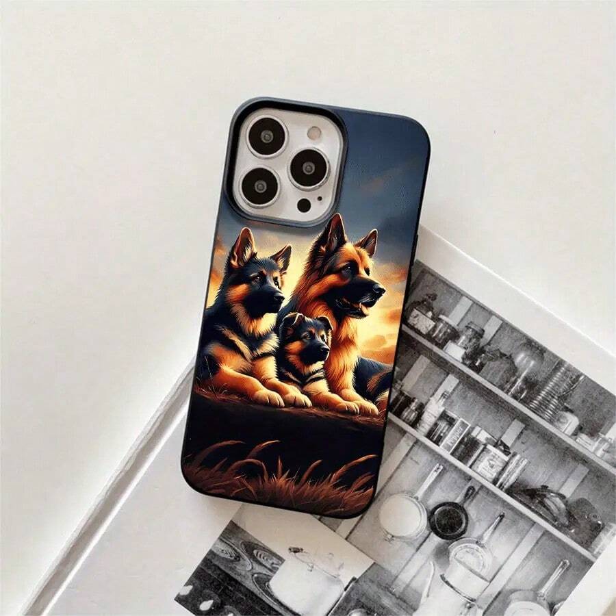 Funda protectora para phone con diseño de tres cachorros y orificios grandes. Compatible con phone 16 Pro, 16, 15 Pro, 14, 14 Plus/14 Pro, 13, 13 Pro, 12 Pro y 11/11 Pro. Ideal para cumpleaños y celebraciones. - Negro - Ver 1