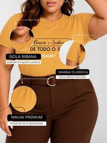 Plus Size T-Shirts - 駝色 - 查看 3