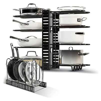Organizador de ollas y sartenes estante para ollas 8 niveles cocina almacenamiento resistente diseño moderno fácil instalar organizar accesorios utensilios ahorrar espacio útil combinación