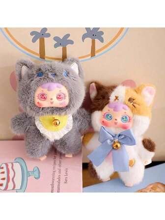 Cartoon Black Cat Resin Blind Box Doll, Soft Plush Doll, Decorative Pendant For Halloween, Christmas, New Year, Birthday, Party, Backpack Accessory