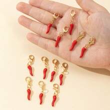 5/10/20 piezas Accesorios de joyería de moda y festivos con decoración de chiles rojos en forma de aretes, llaveros, cadenas de cintura, tobillos