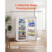 Convertible Freezer/Refrigerator, 14 Cu.Ft Frost Free Upright Freezer With Temp Control Panel, Door Open Too Long Alarm, Adjustable Shelves And LED, Standing Fridge For Kitchen, Office, Garage - US B Type Plug(110-127V) - View 2