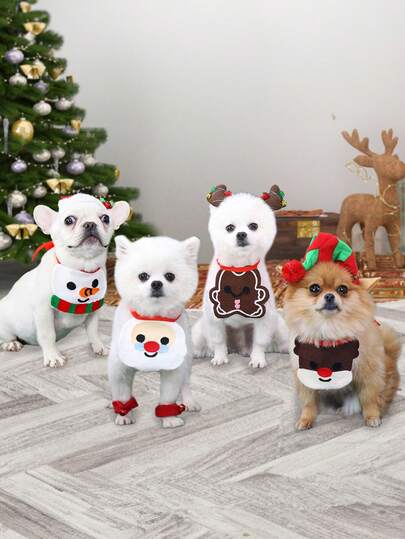 Bavaglini/bandane con stampa natalizia per cani e gatti di taglia piccola/media, accessori decorativi