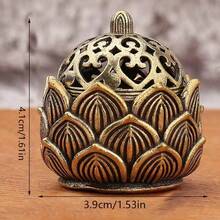 1 件创意空心莲花合金香炉，家用室内香炉 - 銅色 - 查看 4