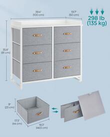 SONGMICS Kids Dresser With 6 Drawers, Boys Girls Dresser, With Water-Resistant Tabletop, Storage Organizer Cabinet, For Bedroom Hallway - Grey - View 6