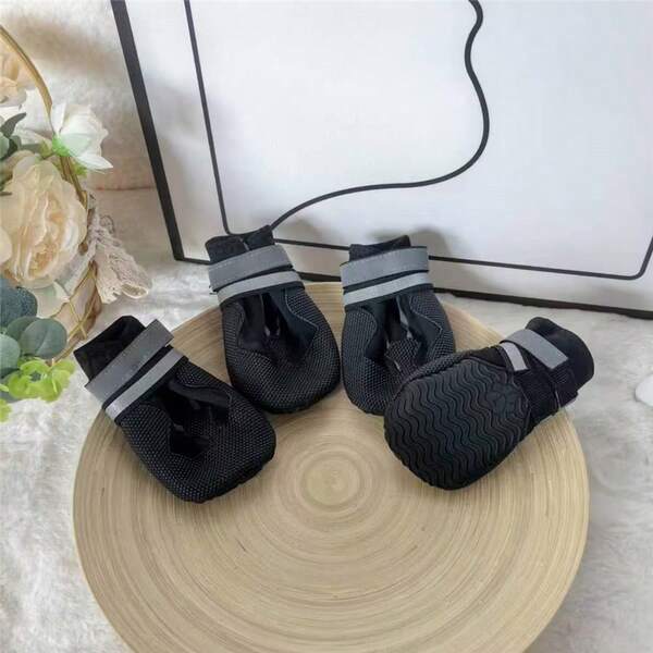 4pcs/Set Soft Bottom Pet Shoes For French Bulldog, Teddy, Pomeranian And Other Small Dogs, Breathable Anti-Slip