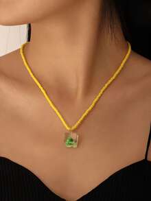 Kalung Manik-Manik Warna-warni Gaya Liburan, Rantai Tulang Selangka Kepiting, Kalung Serbaguna - MultiWarna - View 9