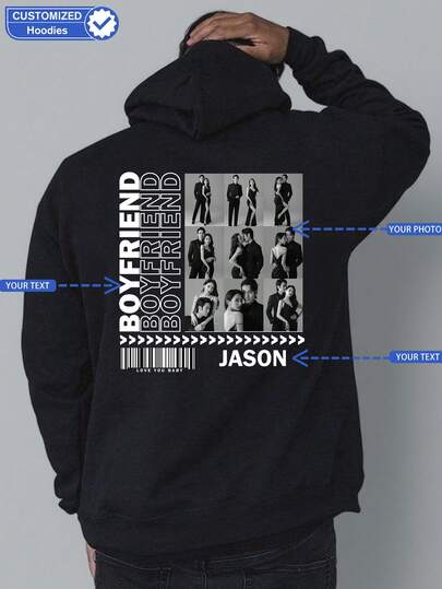 Sudadera con capucha personalizada para hombres - Agrega tu propio texto e imágenes (foto familiar/selfie/foto de mascota/foto de amigo) para diseñar tu sudadera impresa personalizada, tops para hombres, tops de otoño, top personalizado, sudadera personalizada, ropa de invierno, personalizado, manga larga, el mejor regalo ornamental, estilo perro, moda, hipster, contratado, disfraz fácil, moda modesta, chic minimalista, personalizado casual, único, regalos personalizados ideales para él, familia, novio, amigos, niños, ropa de hombre personalizada