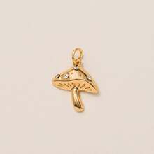 1pc Fashionable & Exquisite Gold-Tone Pig, Cherry Fish, Mushroom Cake Pendant With Cubic Zirconia, Suitable For DIY Necklace, Bracelet, Earring, Bag Chain, Keychain, 18K Gold Plated, Creative Pendant Gift For Wife, Mother, Girlfriend - Multicolor - View 9