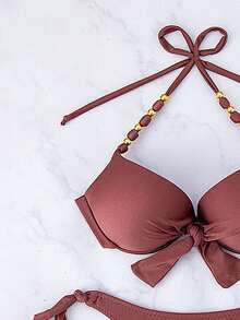 WD VEST Luxury Bikini With Padded Cups And Gold Details – Perfect Look For Sunny Days XX310 - Rỉ Nâu - Xem 3