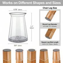 4/20 PCS Chair Leg Floor Protectors, Furniture Pads For Hardwood Floors, Furniture Sliders For Chair Legs, Silicone Chair Leg Caps Cover,Floors From Scratching And Reduce Noise,Suitable For Bedrooms, Living Rooms, Kitchens - Transparent Light Gray - View 2