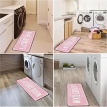 Alfombra de lavandería antideslizante - Tapete de cocina estilo granja para vestíbulo y baño - Negro, 20 x 47 pulgadas - Rosa - Ver 3