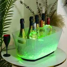 16L LED Lighted Ice Bucket, PP Material, Translucent, Large Capacity Refrigeration Bucket, Can Refrigerate Wine And Beer, Suitable For Parties, Weddings, Bars, Clubs (Rechargeable) - Green - View 4