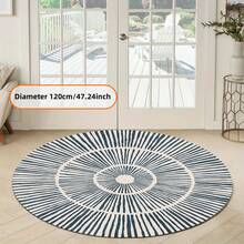 1 Stück runder Teppich mit blauen verstreuten Linien - Ultra weich und bequem für Schlafzimmer, Wohnzimmer, Arbeitszimmer, Büro, Eingangsbereich, Raumdekoration als Bodenvorlage, einfach und modern, saugfähig, waschbar und rutschfest, Teppich für Wohnzimmer - Ganzjahres-Innenraumdekoration, kaschmirartiger runder Schlafzimmerteppich, Teppiche für Schlafzimmer, Bettteppiche, Teppiche für Wohnzimmer, dekorativer Teppich, Hausdekoration, Schlafzimmerdekoration, Herbstdekoration