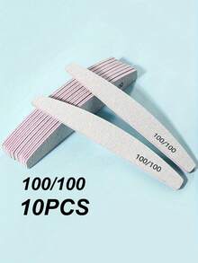 5/10Pcs/Lot Professional Nail Art Polish File Set 80 100 150 180 240 Grit Nail File Moon Style Nails Files Buffer DIY Manicure Tool Accessories - Light Grey - View 9