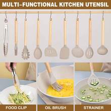 23 PCS Silicone Kitchen Utensils Set And Kitchen Knife Set With Removable Knife Cover, Non-Stick Heat Resistan Kitchen Tools Best Kitchen Cookware Include 12 Pcs Silicone Cooking Utensils 5 Pcs Chef Knife Set - Màu Khaki - Xem 5