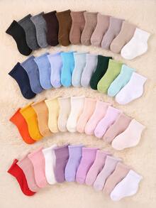 10 双婴儿/儿童随机糖果色弹力休闲中筒袜，适合日常穿着