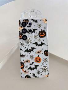 1pc Creative Pumpkin, Bat, Spider, Spider Web & Polka Dot Halloween Element Transparent Shockproof TPU Phone Case, Suitable As Holiday Gift For Partner And Friends, Compatible With Samsung, Series