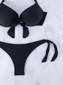 WD VEST Luxury Bikini With Padded Cups And Gold Details – Perfect Look For Sunny Days XX310 - Black - View 4