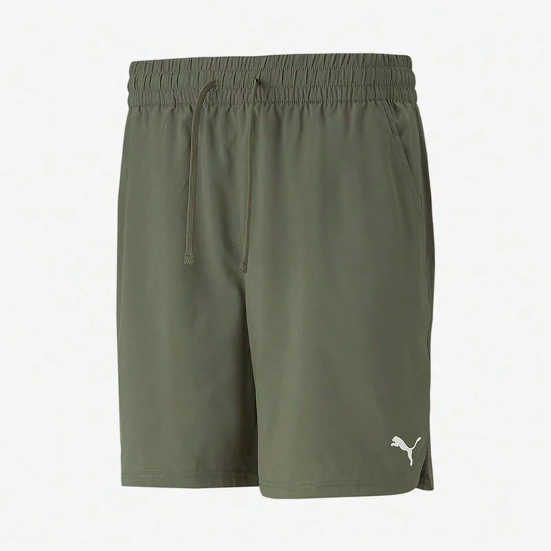 Puma男褲訓練健身跑步運動休閒小logo簡約舒適透氣短褲523199-73 - 軍綠色 - 查看 1