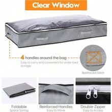 Livingandhome Fabric Clothes Quilt Storage Box With Handles Container Organiser Window - Default - View 2