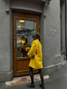 Abrigo elegante de mujer con cuello alto, unicolor, manga larga, para uso casual, vacaciones, oficina, moda elegante, otoño/invierno