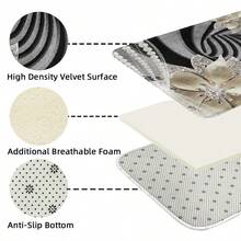 1pc Home Decor, Room Decor, Bathroom Decor, Bathroom Mat, Non-Slip Bath Mat, Kitchen Decor, Kitchen Mat, Rug, Bathroom Set, Doormat, Soft Plush Surface, Home Decoration, Anti-Fatigue Mat, Pearl, Floral And Abstract Line Pattern Mat, Bohemian Style, Soft And Comfortable Surface, Relax Feet, Relieve Fatigue - Multicolor - View 5